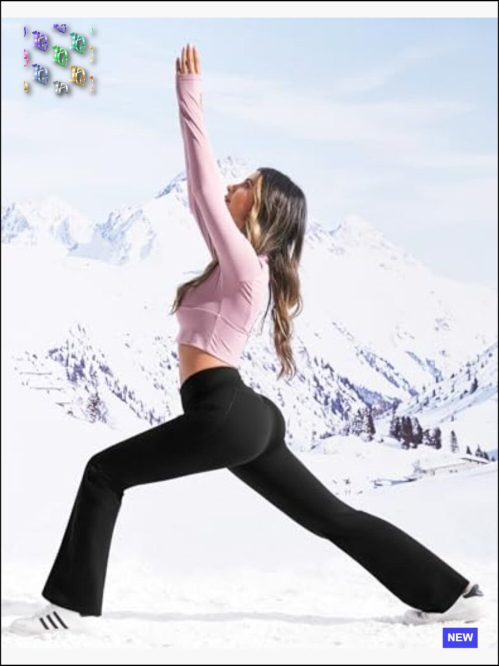 Fleece Lined High Waist Flare Leggings with Pockets Thermal Winter Yoga Pants - Picture 3 of 6
